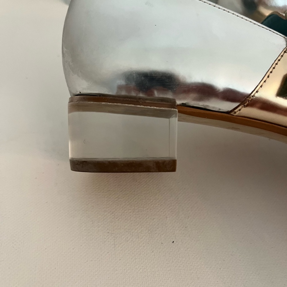 Frances Valentine Katy Silver and Gold Maryjane with Lucite Heel - Picture 4 of 10
